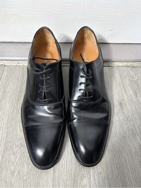Minelli Black Cap-Toe Derby Dress Shoes